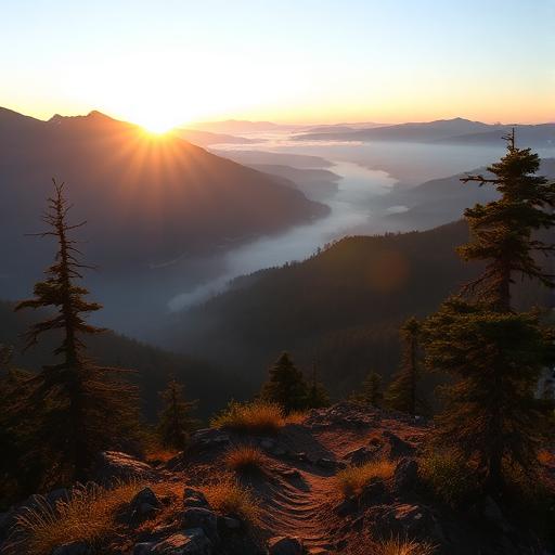 Mountain viewpoint at sunrise